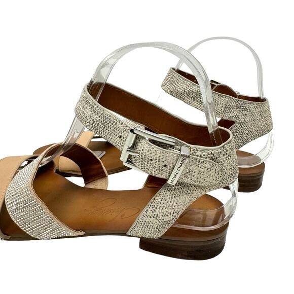 Arturo Chiang Wendy Neutral Leather Rhinestone Snakeskin Gladiator Sandals - Picture 8 of 10